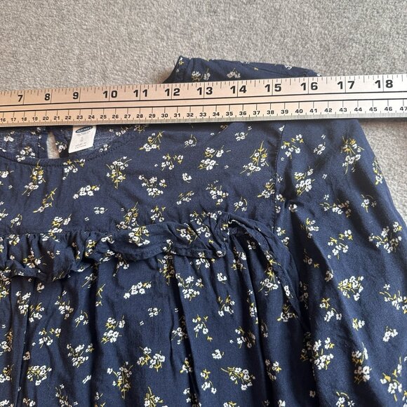 Old Navy Navy Yellow Ditsy Floral Peasant Blouse Large Boho Cottagecore - Picture 10 of 14